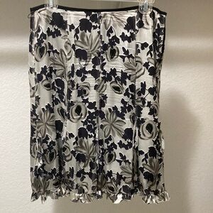 Floral Black and pewter silk/rayon Skirt burnout floral design.